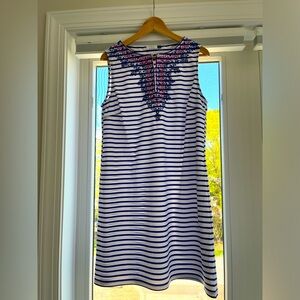 Cabana Life x Talbots EUC Dress Sleeveless Blue Pink White Size Large